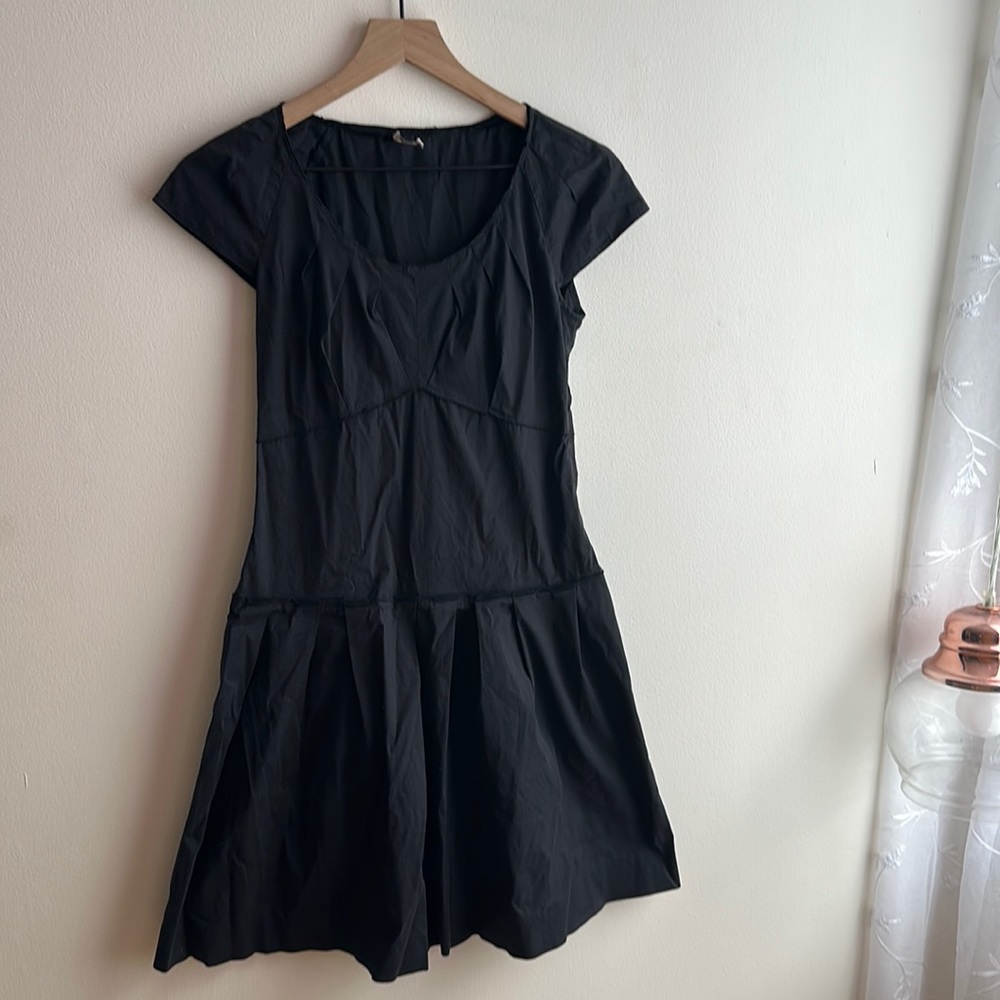 miumiu black pleated dress a line size 38 2006 designer